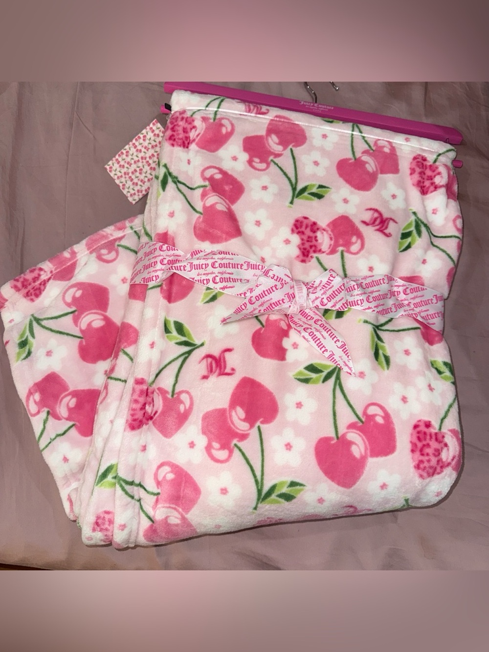 Juicy Couture Y2K Pink Heart leopard Blanket Throw